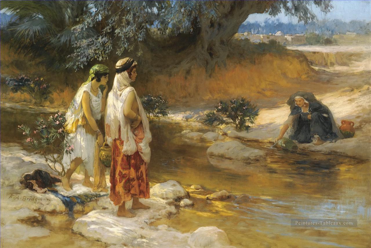 AU BORD DE L’EAU Frederick Arthur Bridgman Arabe Peintures à l'huile
